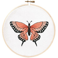 Pink butterfly embroidery kit