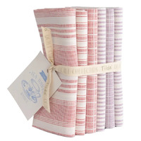 Basic Tea Towel FQ bundle - red/plum