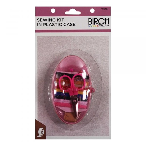 Sewing kit in plastic case