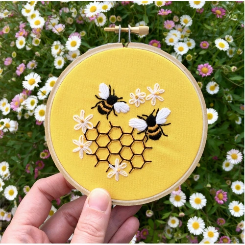 Bees in Honeycomb Embroidery Kit