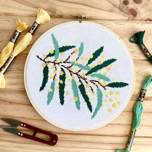 Golden wattle Cross stitch kit